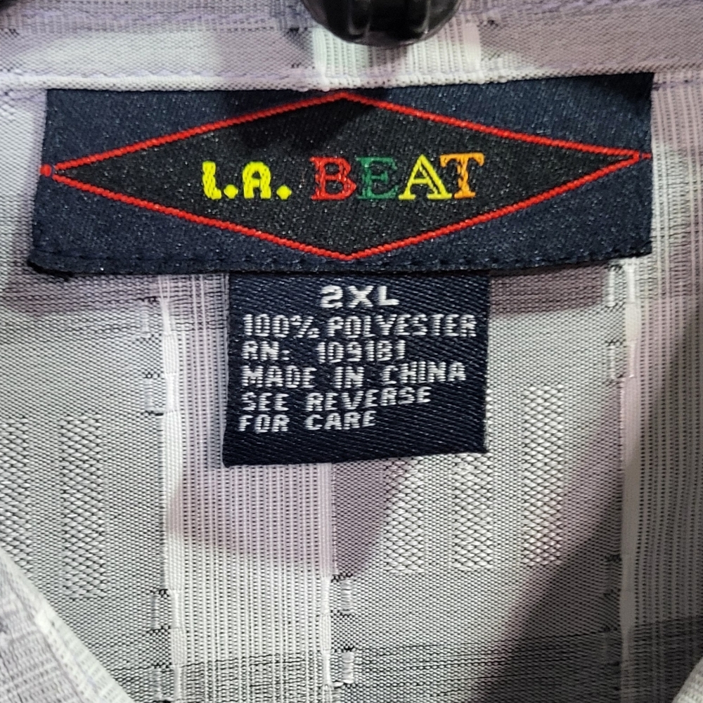 L.A.BEAT NWT Light Gray Windowpane Collared Short Sleeve Dress Shirt Size 2XL - Picture 3 of 6